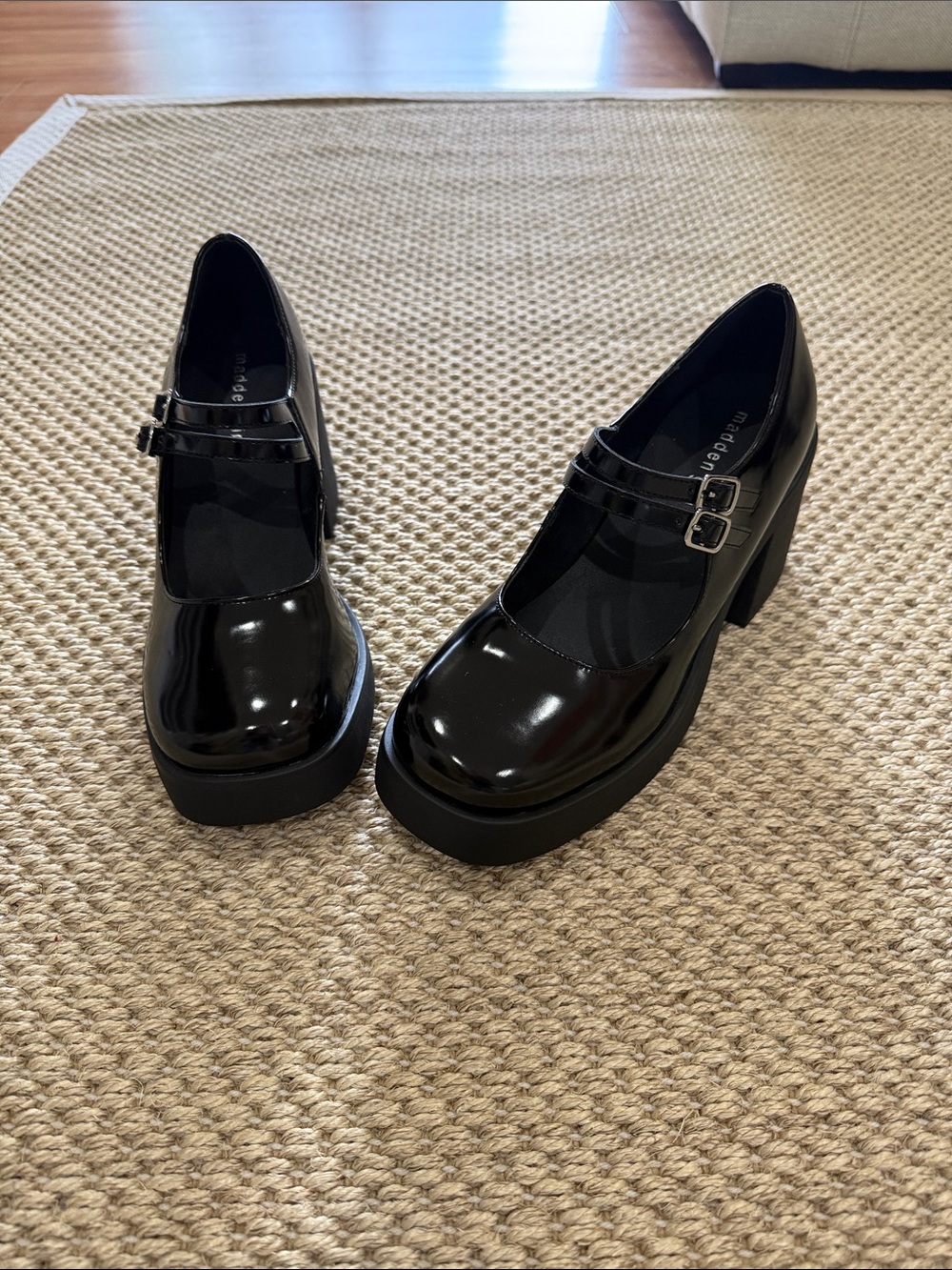 Madden Girl Black Patent Mary Jane Flats with Buckle - Picture 3 of 6